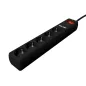 REGLETA CON CARGADOR USB, 5 ENCHUFES, 1-5 M, USB 2A, COLOR NEGRO
