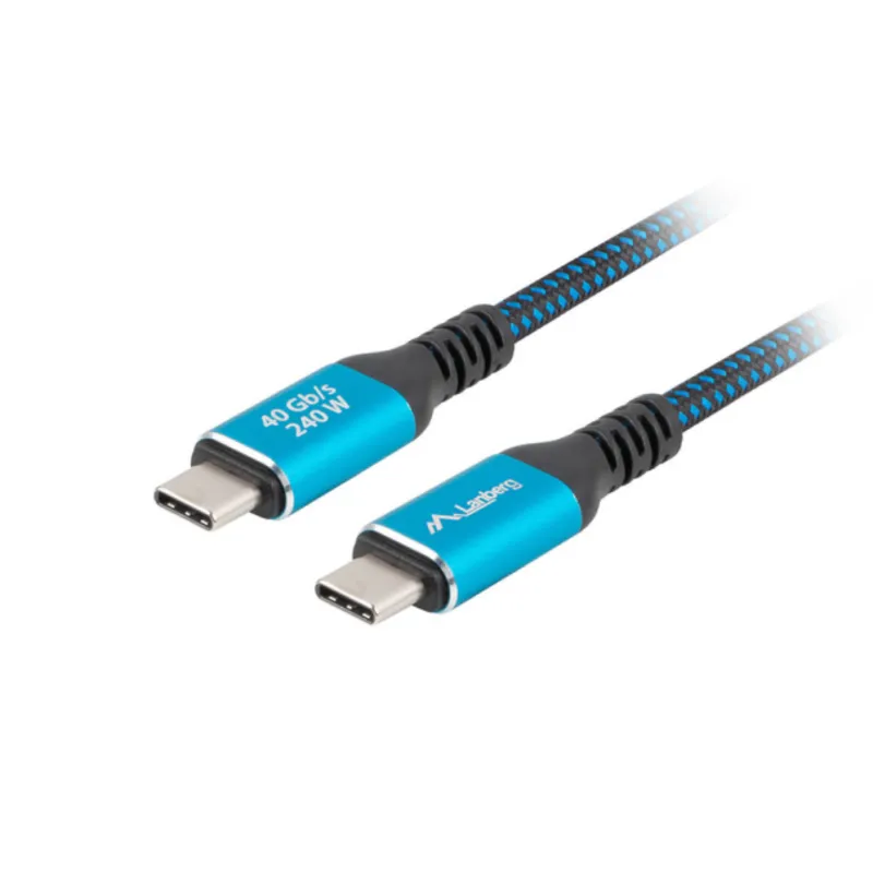 CABLE USB-C 4-0 LANBERG MACHO-MACHO 2M 240W 8K 60HZ NEGRO-AZUL CABLE USB-C 4-0 LANBERG MACHO-MACHO 2M 240W 8K 60HZ NEGRO-AZUL