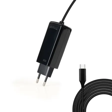 CARGADOR TOOQ PORTATIL GAN USB-C PD 65W CUBICO NEGRO