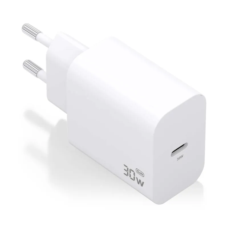 Cargador de Pared GaN Aisens A110-0940- 1xUSB Tipo-C- 30W- Blanco