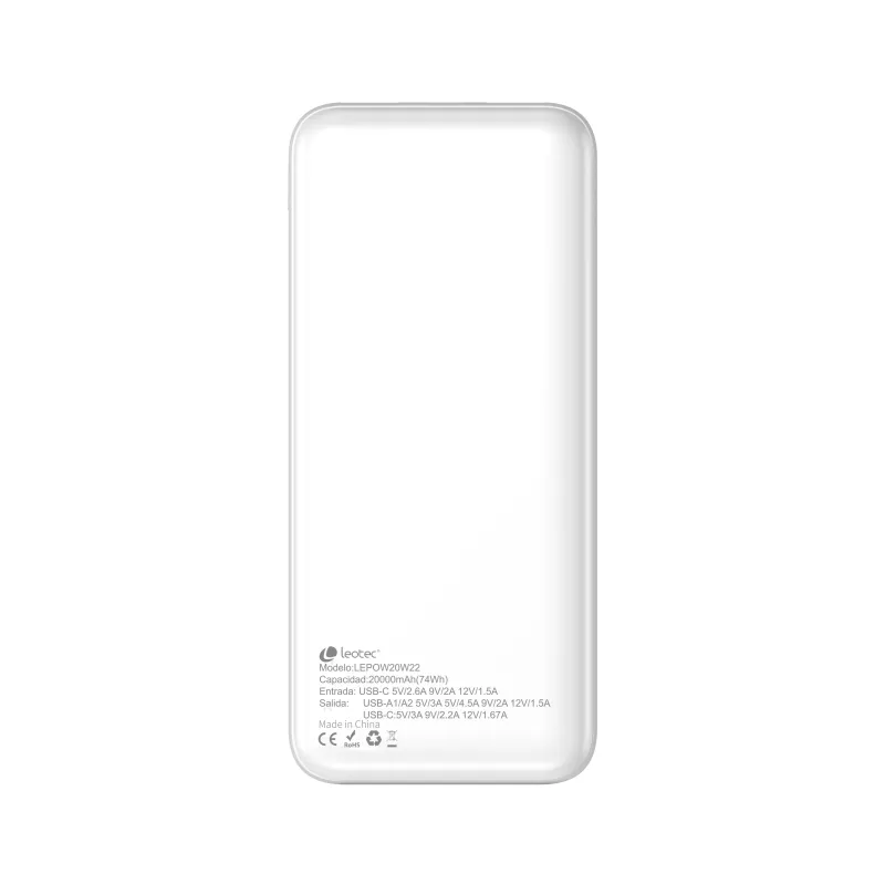 Powerbank leotec pd20w 20000mah blanco