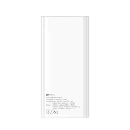 LEOTEC POWERBANK 30000MAH 22,5W PD20W BLAN (1 USB-C+4USB-A INC USB-A A USB-C)