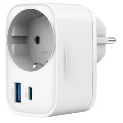 CARGADOR RAPIDO GEMBIRD USB DE 2 PUERTOS CON TOMA DE CA DE PASO 20 W BLANCO
