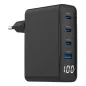 CARGADOR RAPIDO GEMBIRD USB GAN DE 4 PUERTOS 100 W LCD NEGRO