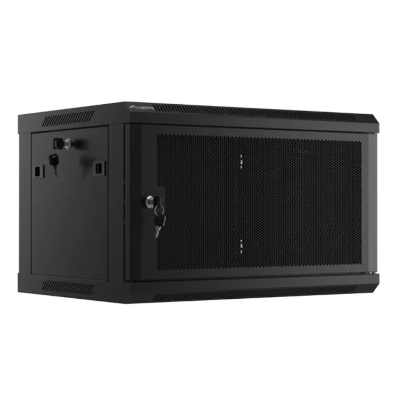 ARMARIO LANBERG MURAL RACK 19" 6U 600X450 FLAT PACK NEGRO PUERTA MALLA
