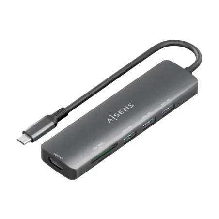 Docking USB Tipo-C Aisens ASUC-6P024-GR- 1xHDMI 4K- 3xUSB- 1xLector Tarjetas- Gris