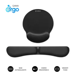 PACK SUBBLIM ERGO MEMORYFLEX -REPOSAMUÑECAS TECLADO Y RATON NEGRO