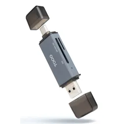 LECTOR TARJETAS TOOQ USB 3-0 (USB-C+USB-A) SD-TF GRIS