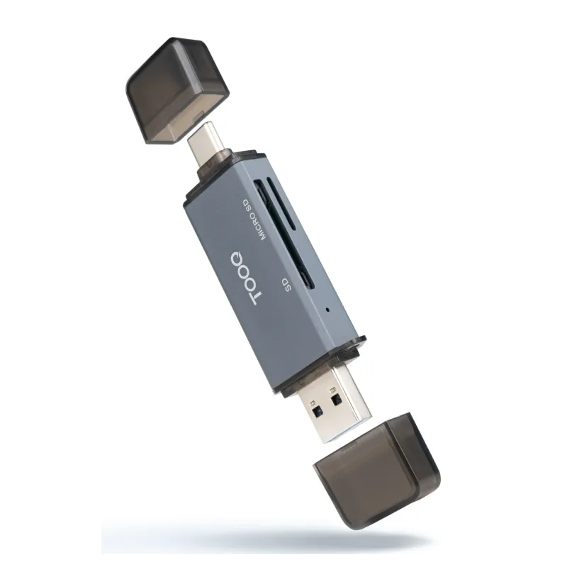 LECTOR TARJETAS TOOQ USB 3-0 (USB-C+USB-A) SD-TF GRIS