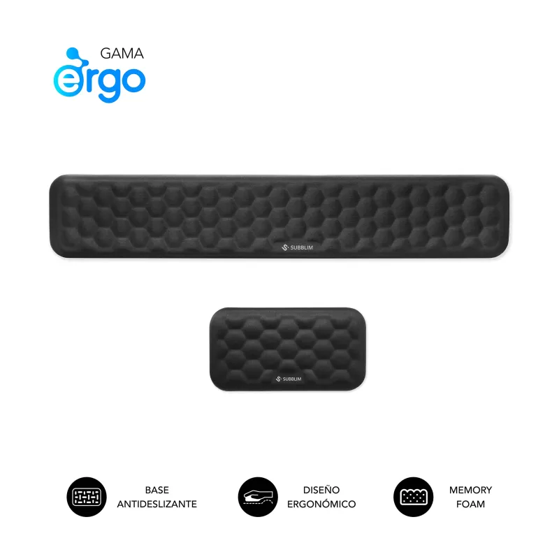 PACK SUBBLIM ERGO AIRPADDING - REPOSAMUÑECAS TECLADO Y RATON NEGRO