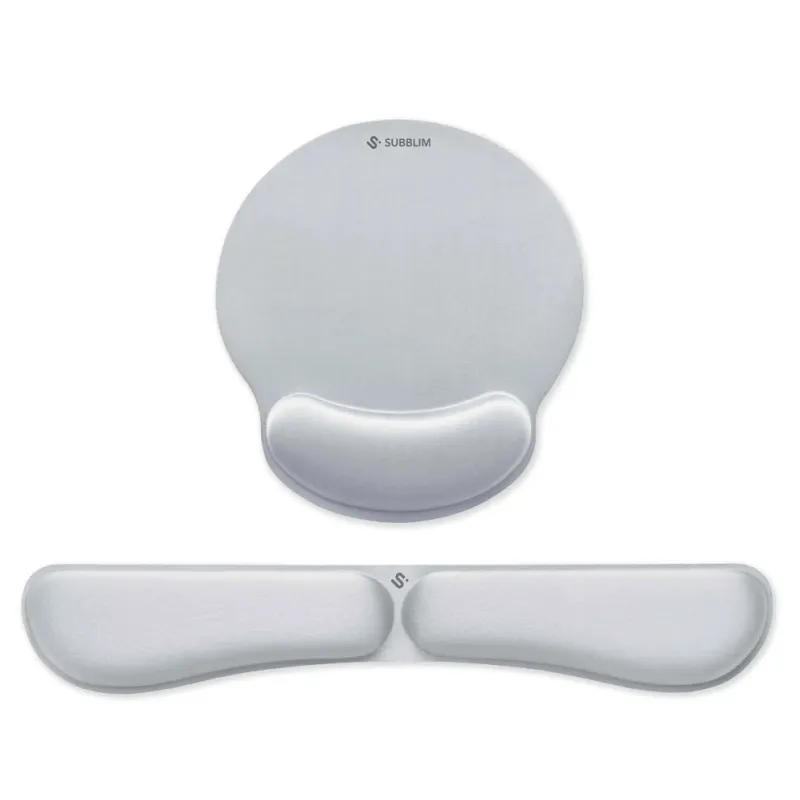 PACK SUBBLIM ERGO MEMORYFLEX -REPOSAMUÑECAS TECLADO Y RATON PLATA