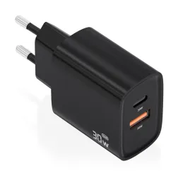 CARGADOR AISENS GAN 30W 1XUSB-C PD3-0 QC4-0 1XUSB-A QC3-0 NEGRO