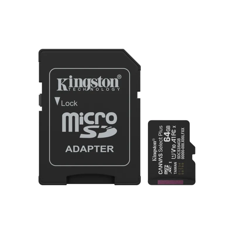 Tarjeta de Memoria Kingston CANVAS Select Plus 64GB microSD XC con Adaptador- Clase 10- 100MBs