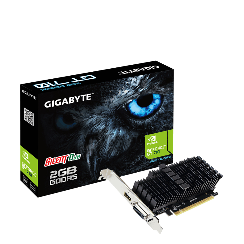 Tarjeta Gráfica Gigabyte GeForce GT 710 Silent- 2GB DDR5- Compatible con Perfil Bajo