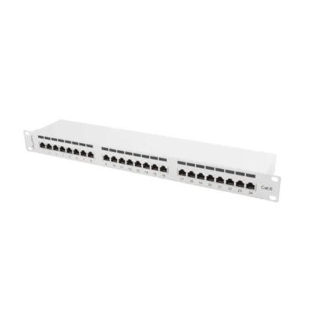 PATCH PANEL LANBERG 24 PUERTOS 1U 19" CAT-6 FTP GRIS