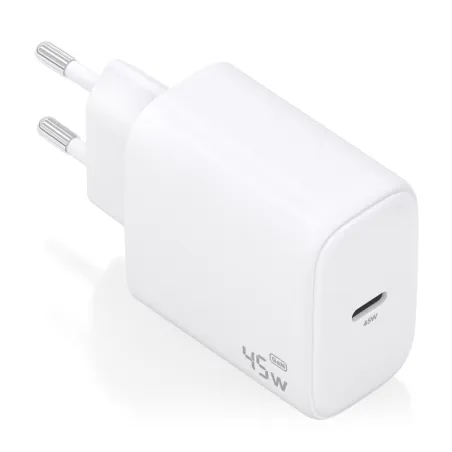 Cargador de Pared GaN Aisens A110-0969- 1xUSB Tipo-C- 45W- Blanco