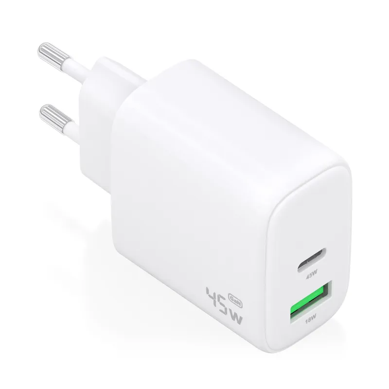 CARGADOR AISENS GAN 45W 1XUSB-C PD3-0 QC4-0 1XUSB-A QC3-0 BLANCO