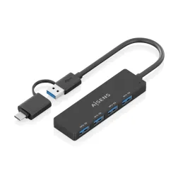 HUB AISENS USB 3-1 GEN1 USB-C-M Y USB-A-M-4XTIPO A-H NEGRO 15CM
