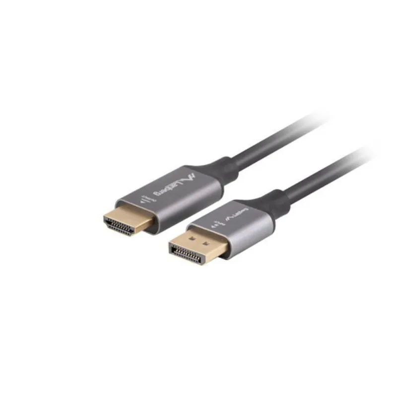 CABLE LANBERG DISPLAYPORT A HDMI 4K MACHO-MACHO 1M NEGRO -PLATA