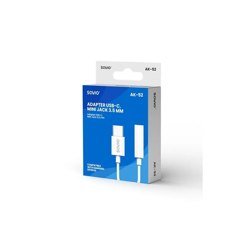 ADAPTADOR USB-C A MINI JACK 3-5 MM SAVIO AK-52