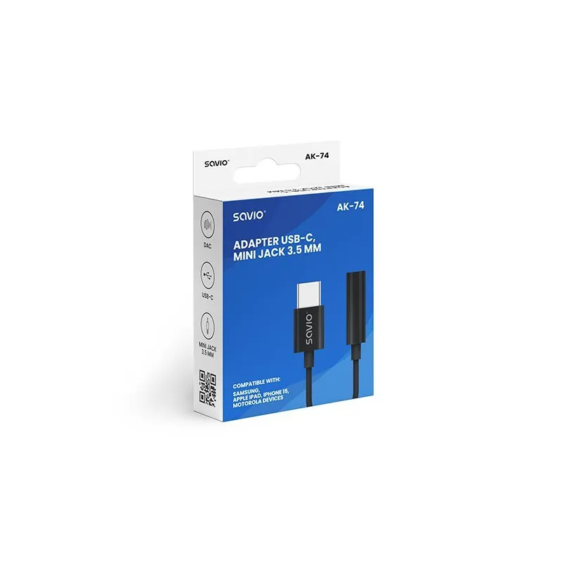ADAPTADOR USB-C A JACK 3-5 MM SAVIO AK-74