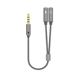 Cable Estéreo Aisens A128-0415- Jack 3-5 Macho - 2x Jack 3-5 Hembra- 25cm- Gris
