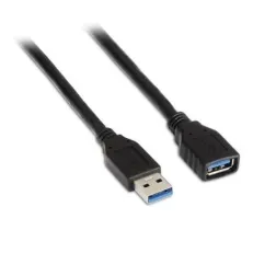 Cable Alargador USB 3-0 Aisens A105-0041- USB Macho - USB Hembra- Hasta 9W- 625Mbps- 1m- Negro
