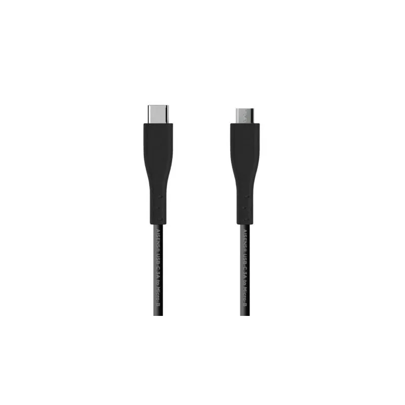 Cable USB 2-0 Aisens A107-0349- USB Tipo-C Macho - MicroUSB Macho- 480Mbps- 1m- Negro
