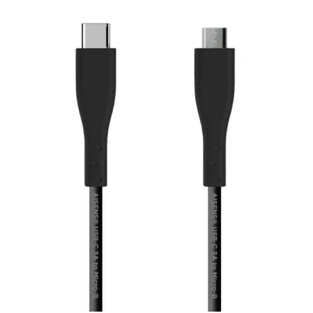 Cable USB 2-0 Aisens A107-0349- USB Tipo-C Macho - MicroUSB Macho- 480Mbps- 1m- Negro