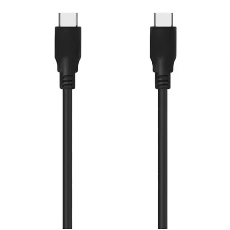 Cable USB 3-2 Tipo-C Aisens A107-0702 20GBPS 5A 100W- USB Tipo-C Macho - USB Tipo-C Macho- Hasta 100W- 20Gbps- 1m- Negro