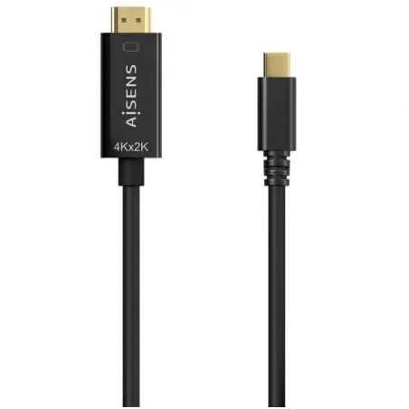 Cable Conversor HDMI 4K Aisens A109-0623- USB Tipo-C Macho - HDMI Macho- Hasta 27W- 1250Mbps- 80cm- Negro