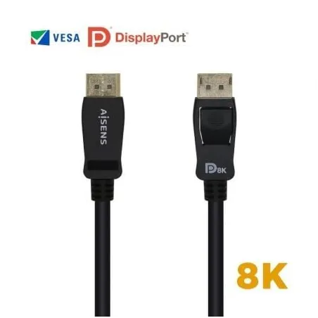 Cable DisplayPort 1-4 8K Aisens A149-0431- DisplayPort Macho - DisplayPort Macho- 1m- Certificado- Negro