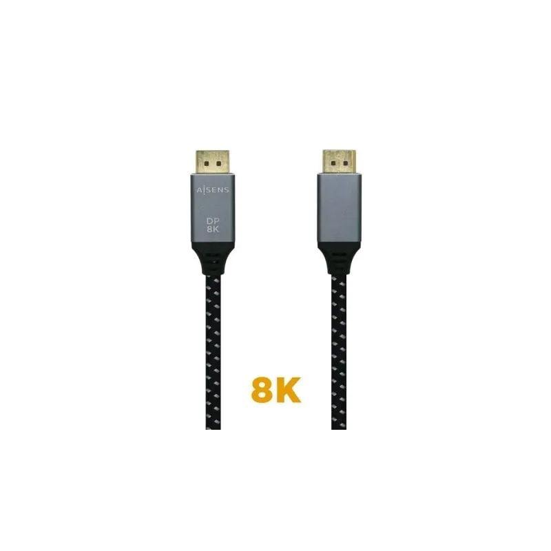 Cable DisplayPort 1-4 8K Aisens A149-0435- DisplayPort Macho - DisplayPort Macho- 1m- Negro Gris