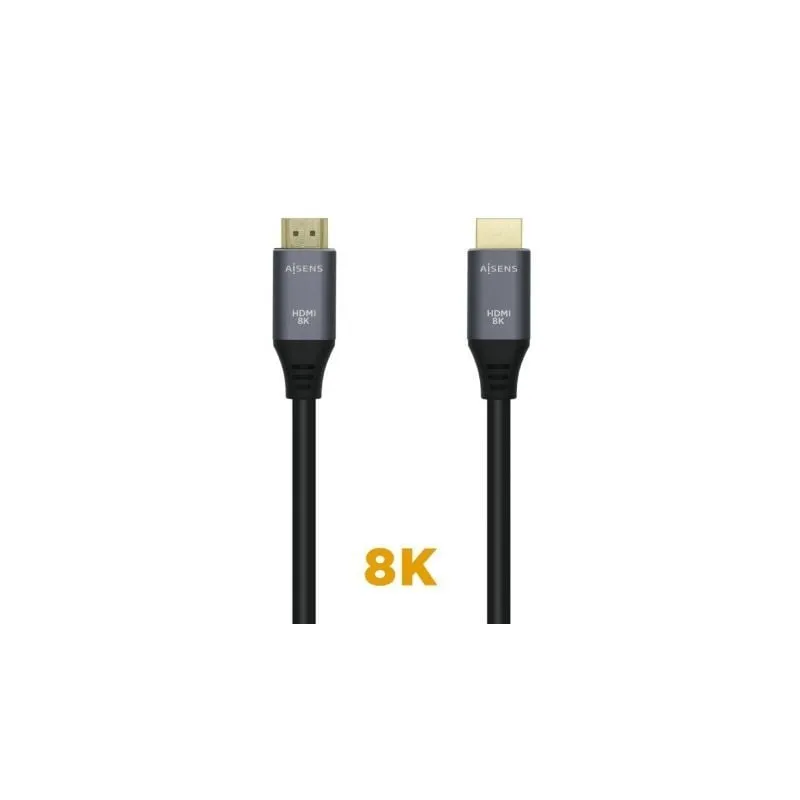 Cable HDMI 2-1 8K Aisens A150-0426- HDMI Macho - HDMI Macho- 1m- Gris Negro