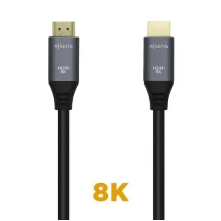Cable HDMI 2-1 8K Aisens A150-0426- HDMI Macho - HDMI Macho- 1m- Gris Negro