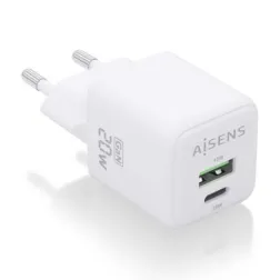 Cargador de Pared GaN Aisens ASCH-20W2P010-W- 1xUSB Tipo-C- 1xUSB- 20W