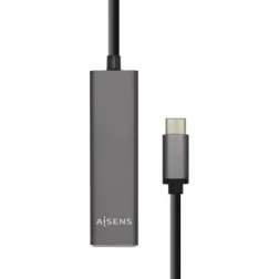 Hub USB Tipo-C Aisens A109-0403- 4xUSB- Gris