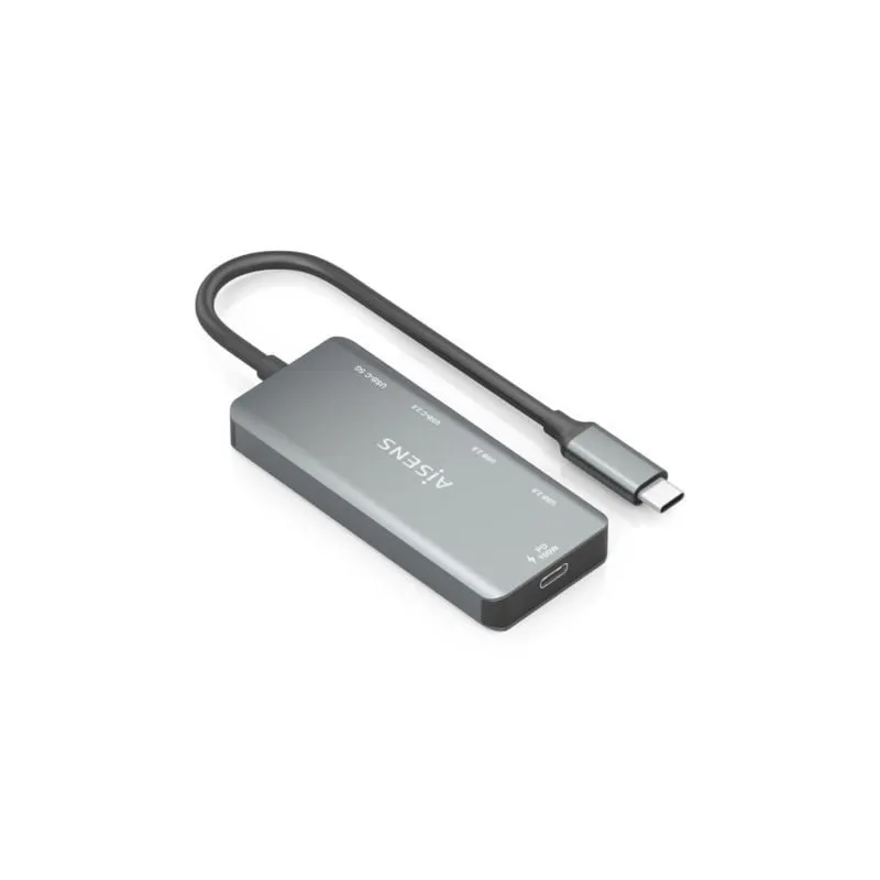 Hub USB Tipo-C Aisens A109-0946- 2xUSB- 2xUSB Tipo-C- 1xUSB Tipo-C PD- Gris