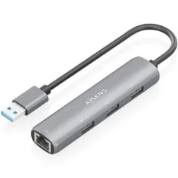 Hub USB Aisens ASUC-4P034-GR- 3xUSB- 1xRJ45- Gris