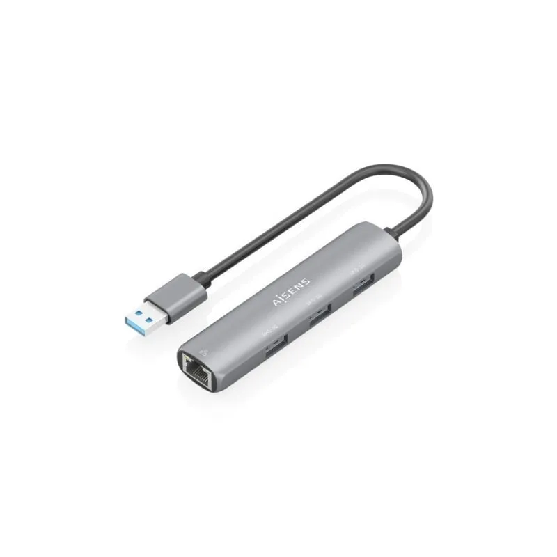 Hub USB Aisens ASUC-4P034-GR- 3xUSB- 1xRJ45- Gris
