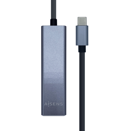 Hub USB Tipo-C Aisens A109-0396- 3xUSB- 1xRJ45- Gris