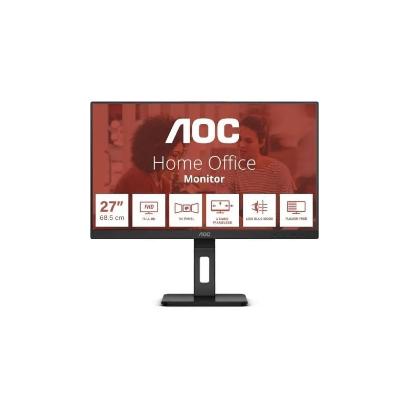 Monitor Profesional AOC 27E3QAF 27"- Full HD- Multimedia- Regulable en altura- Negro