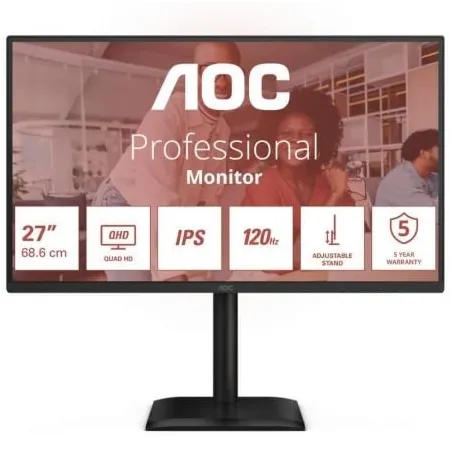 Monitor Profesional AOC Q27E4U 27"- QHD- Multimedia- Regulable en altura- Negro