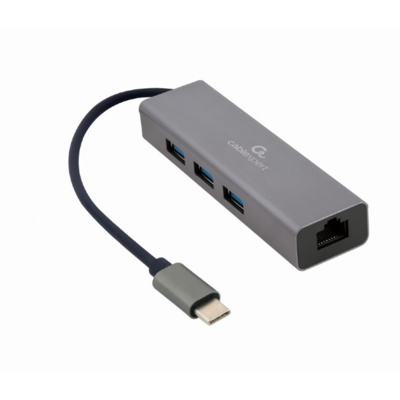 ADAPTADOR DE RED GEMBIRD USB-C GIGABIT CON CONCENTRADOR USB 3-1 DE 3 PUERTOS