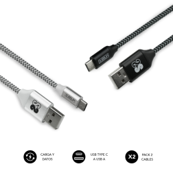 CABLE SUBBLIM 2X PREMIUM TYPE C-A 3-0 1M ALU BLACK-SILVER