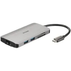 Docking USB Tipo-C D-Link DUB-M810- 3xUSB- 1xUSB Tipo-C- 1xThunderbolt- 1xHDMI 4K- 1xRJ45- 1xLector tarjetas- Gris