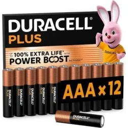 Pack de 12 Pilas AAA Duracell Plus Power Boost DPBLR3B12- 1-5V- Alcalinas