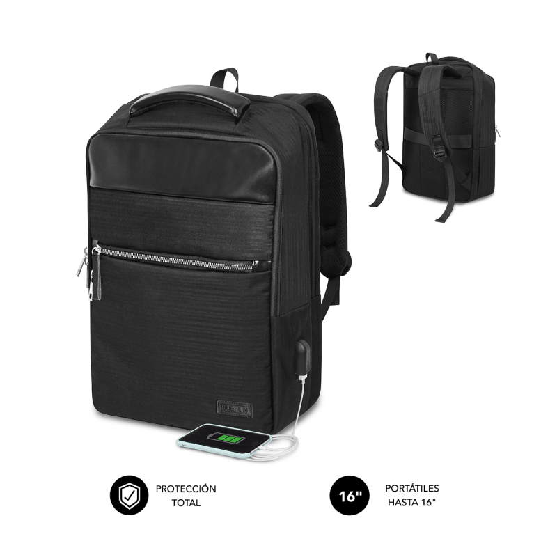 Mochila Subblim Business V2 AP Backpack para Portátiles hasta 15-6"- Puerto USB- Negra