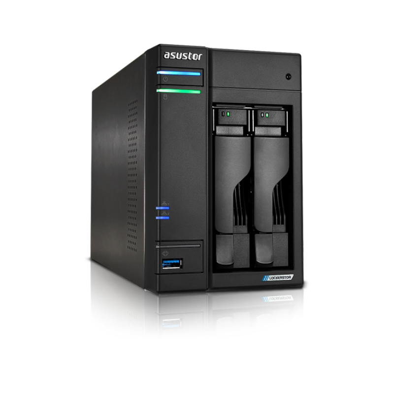 NAS ASUSTOR TOWER 2 BAY QUAD-CORE 2-0GHZ CPU DUAL 2-5GBE PORTS 4GB RAM DDR4