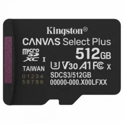 Tarjeta de Memoria Kingston CANVAS Select Plus 512GB microSD XC- Clase 10- 150MBs